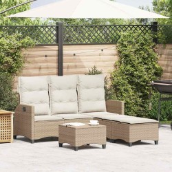 Salon de jardin avec coussins forme de L 3 pcs beige polyrotin 515944515944
