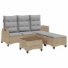Salon de jardin avec coussins forme de L 3 pcs beige polyrotin 515945515945