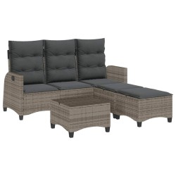 Salon de jardin 3 pcs avec coussins forme L gris résine tressée 515946515946