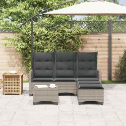 Salon de jardin 3 pcs avec coussins forme L gris résine tressée 515946515946