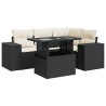 Salon de jardin 5 pcs avec coussins noir résine tressée 515949515949