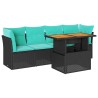 Salon de jardin 5 pcs avec coussins noir résine tressée 515951515951