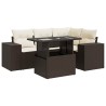 Salon de jardin avec coussins 5 pcs marron résine tressée 515952515952