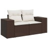 Salon de jardin avec coussins 5 pcs marron résine tressée 515952515952