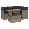 Salon de jardin 5 pcs avec coussins gris résine tressée 515954515954