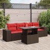 Salon de jardin avec coussins 5pcs marron résine tressée acacia 515955515955