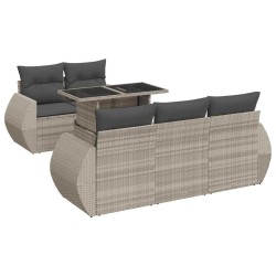Salon de jardin 6 pcs avec coussins gris clair résine tressée 515957515957