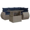 Salon de jardin 5 pcs avec coussins gris résine tressée acacia 515958515958