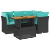 Salon de jardin 5 pcs avec coussins noir résine tressée 515959515959