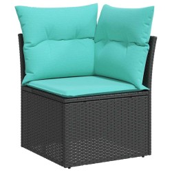 Salon de jardin 5 pcs avec coussins noir résine tressée 515959515959