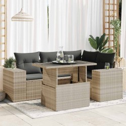 Salon de jardin 5 pcs avec coussins gris clair résine tressée 515962515962