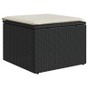 Salon de jardin 6 pcs avec coussins noir résine tressée acacia 515964515964