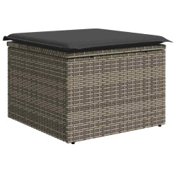 Salon de jardin avec coussins 6 pcs gris résine tressée acacia 515965515965