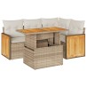 Salon de jardin avec coussins 5 pcs beige résine tressée acacia 515966515966
