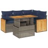 Salon de jardin 5 pcs avec coussins gris résine tressée acacia 515968515968
