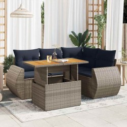 Salon de jardin 5 pcs avec coussins gris résine tressée 515971515971