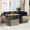 Salon de jardin 5 pcs avec coussins gris résine tressée 515971515971