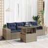 Salon de jardin 5 pcs avec coussins gris résine tressée acacia 515974515974