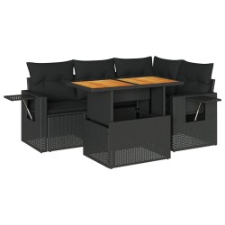 Salon de jardin 5 pcs avec coussins noir résine tressée 515977515977