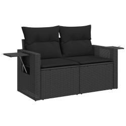 Salon de jardin 5 pcs avec coussins noir résine tressée 515977515977