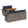 Salon de jardin 6 pcs avec coussins gris résine tressée 515978515978