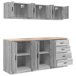 Armoires de garage 6 pcs sonoma gris bois d'ingénierie 515981515981