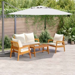 Ensemble bistrot 4 pcs Marron et Crème Bois d'Acacia Massif 515982515982