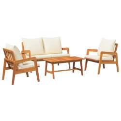 Ensemble bistrot 4 pcs Marron et Crème Bois d'Acacia Massif 515982515982