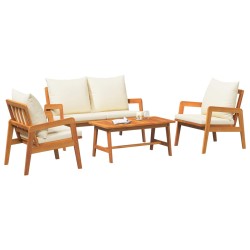Ensemble bistrot 4 pcs Marron et Crème Bois d'Acacia Massif 515982515982