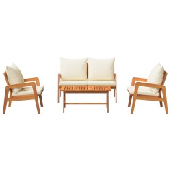 Ensemble bistrot 4 pcs Marron et Crème Bois d'Acacia Massif 515982515982
