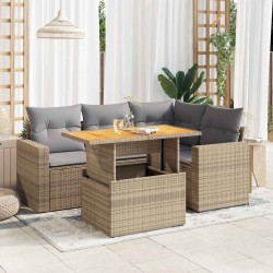 Salon de jardin avec coussins 5 pcs beige résine tressée 515987515987