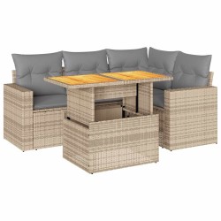 Salon de jardin avec coussins 5 pcs beige résine tressée 515987515987