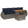 Salon de jardin 5 pcs avec coussins gris résine tressée 515988515988
