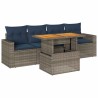 Salon de jardin 5 pcs avec coussins gris résine tressée 515989515989
