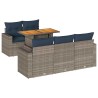 Salon de jardin 6 pcs avec coussins gris résine tressée 515990515990