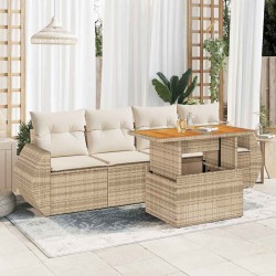 Salon de jardin avec coussins 5 pcs beige résine tressée 515992515992