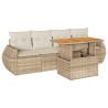 Salon de jardin avec coussins 5 pcs beige résine tressée 515992515992