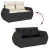 Salon de jardin 6 pcs avec coussins noir résine tressée 515993515993