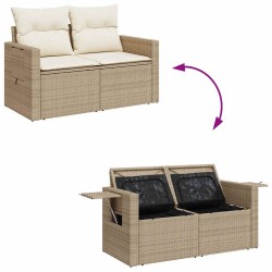 Salon de jardin avec coussins 5 pcs beige résine tressée 515994515994