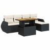 Salon de jardin 6 pcs avec coussins noir résine tressée 515995515995