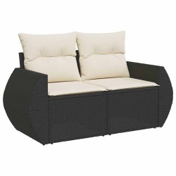 Salon de jardin 6 pcs avec coussins noir résine tressée 515995515995