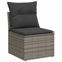 Salon de jardin 6 pcs avec coussins gris résine tressée 515996515996