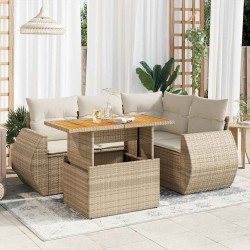 Salon de jardin avec coussins 5 pcs beige résine tressée 515997515997