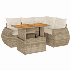 Salon de jardin avec coussins 5 pcs beige résine tressée 515997515997