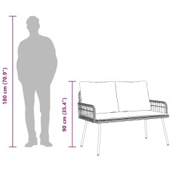 Ensemble de salle à manger pour jardin 2 pcs Naturel polyrotin 516000516000
