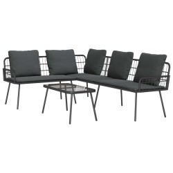 Ensemble de canapé de jardin avec coussin 2 pcs Noir polyrotin 516001516001