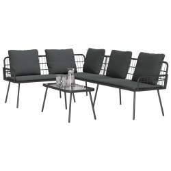 Ensemble de canapé de jardin avec coussin 2 pcs Noir polyrotin 516001516001