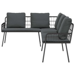 Ensemble de canapé de jardin avec coussin 2 pcs Noir polyrotin 516001516001