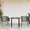 Ensemble à manger de jardin et coussins 3 pcs noir rotin verre 516004516004