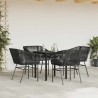 Ensemble à manger de jardin et coussins 5 pcs noir rotin verre 516005516005